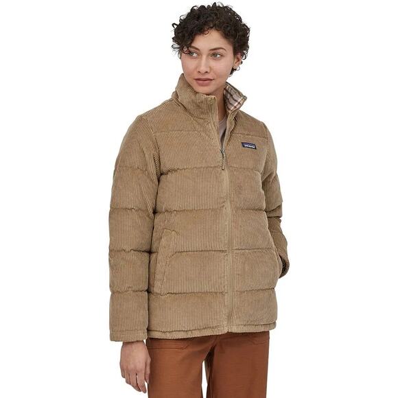 Patagonia Fjord Coat Down Corduroy Puffer Women's Size Large Mojave Khaki